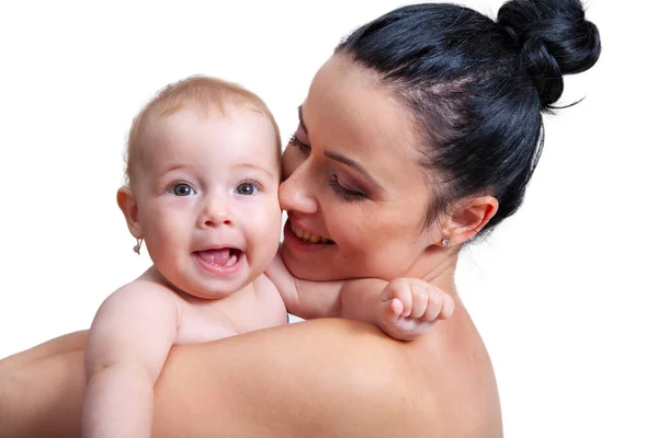 Madre Felice Con Bambino Uno Sfondo Leggero — Foto Stock