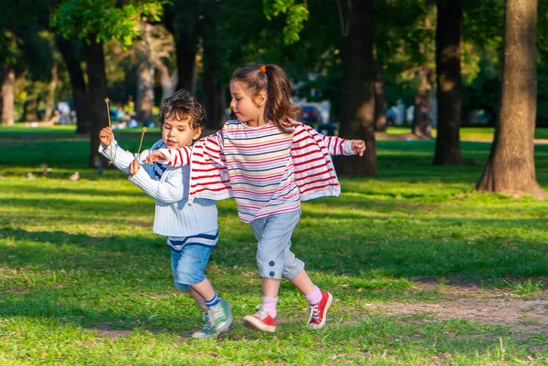 Spelende Kinderen Het Park — Stockfoto