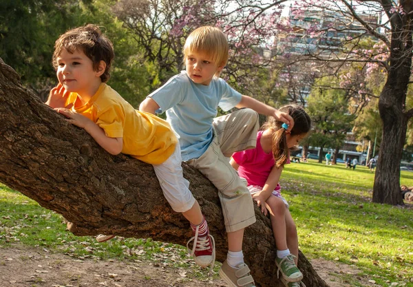 在公园玩耍的孩子 — 图库照片