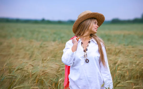 Happy Girl Wheat Field Stock Image
