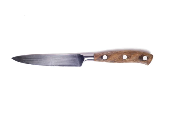 Кухонный Нож Деревянной Ручкой Белом Фоне — стоковое фото