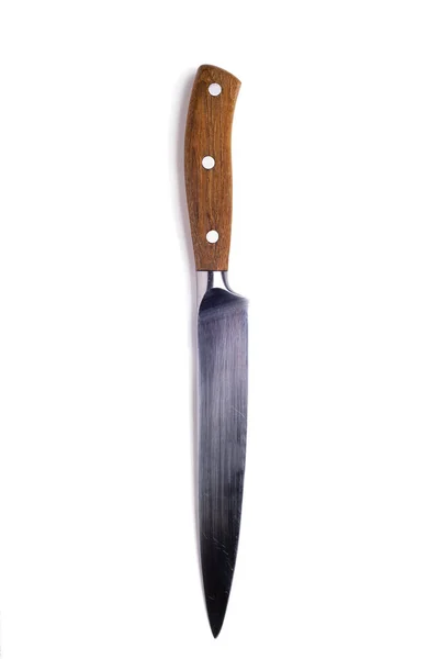 Kitchen Knife Wooden Handle White Background — Stock Photo, Image