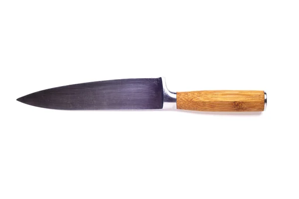 Küchenmesser Mit Holzgriff Auf Weißem Hintergrund — Stockfoto