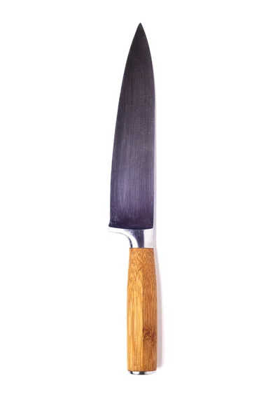 Küchenmesser Mit Holzgriff Auf Weißem Hintergrund — Stockfoto