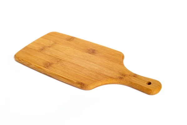 木制板 用于在白色背景上做饭 厨房用具概念与健康饮食 — 图库照片