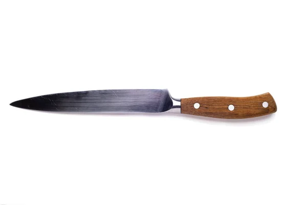 Кухонный Нож Деревянной Ручкой Белом Фоне — стоковое фото