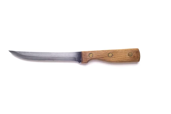 Old Kitchen Knife Wooden Handle Isolated White Background — 스톡 사진