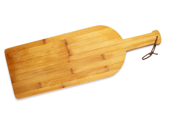 Kuchyňská Dřevěná Řezací Deska Izolované Bílém Pozadí Mezera Pro Text — Stock fotografie