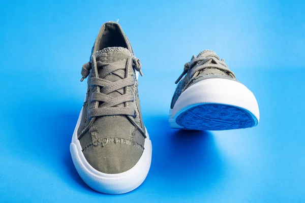 Yürüyüş Ayakkabıları Modern Unisex Ayakkabıları Mavi Arka Planda Izole Edilmiş — Stok fotoğraf