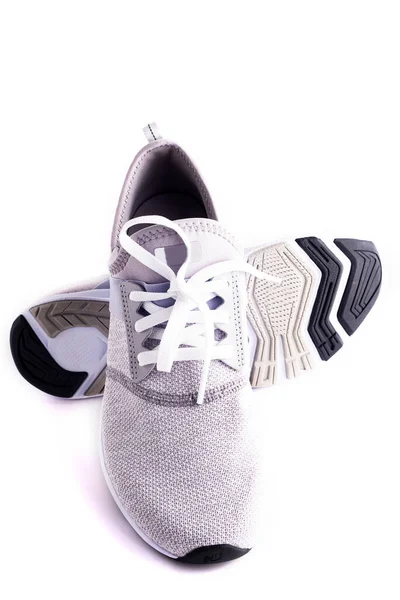 Beyaz Kadınların Dantelli Spor Ayakkabıları — Stok fotoğraf