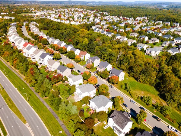 Vista Una Pequeña Ciudad Con Casas Poca Altura Virginia Drone —  Fotos de Stock