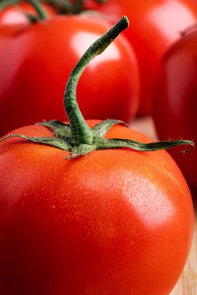 Fresh Ripe Tomato Dew Drops Macro Photography — Stock Photo, Image