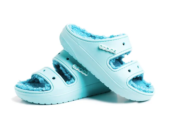 Chaussures Pour Enfants Crocs Pantoufles Sandales Chaussures Bleues Chaussures Pour — Photo