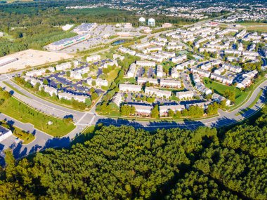 Virginia 'nın küçük bir kasabasındaki bir grup evin havadan görüntüsü. Amerika Birleşik Devletleri bir insansız hava aracı tarafından vuruldu.