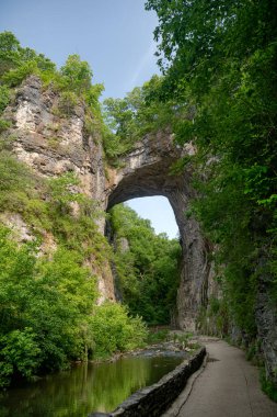 Virginia eyalet rezervindeki doğal köprü. Doğal Köprü Parkı. Turistlerin ilgisini çeken bir doğa eseri..