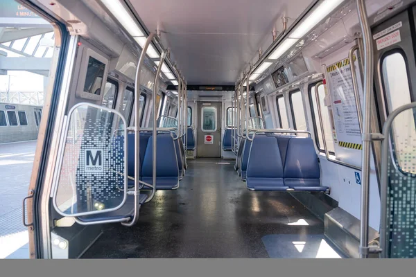 Στο Μετρό Άδεια Καθίσματα Κενό Αυτοκίνητο Μετρό Ουάσιγκτον — Φωτογραφία Αρχείου