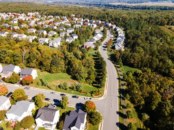 Aerial View Small Town Residential Streets Roofs Landscape Houses Virginia — Stock Photo, Image