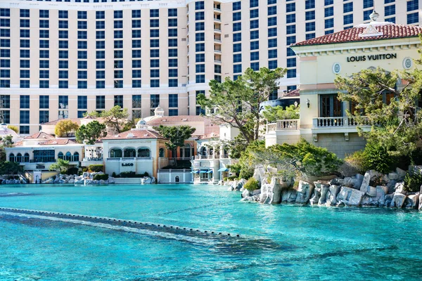Estanque Con Una Fuente Hotel Bellagio Las Vegas — Foto de Stock