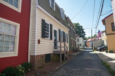 Maryland 'in Chesapeake Körfezi' ndeki tarihi Annapolis şehri. Eski evlerin mimarisi..