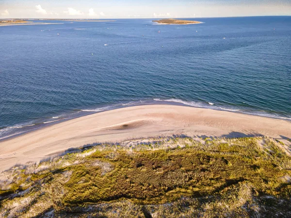 Sanddyner Med Gräs Och Strand Atlanten North Carolina Drönarvy — Stockfoto