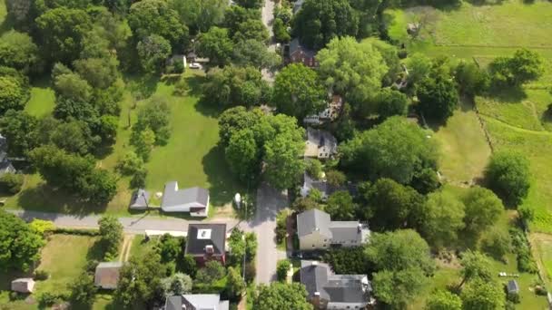 Historic Village Waterford Virginia Aerial Drone Filmación Casas Antiguas Entre — Vídeo de stock