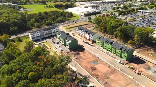 Vue Par Drone Chantier Construction Fondements Maisons Structures Finies Bâtiments — Video