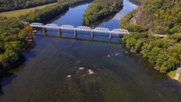 Bridge Potomac River Connecting Virginia Maryland Aerial View Nature Traffic — Stock Video