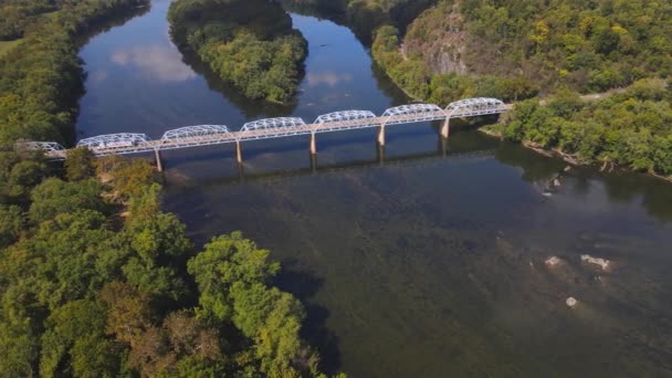 Transport Bridge Potomac River Border Virginia Maryland Aerial View Nature — Stock Video