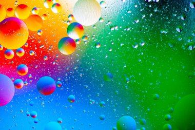 Baloncukların ve uzaydaki gezegenlerin çok renkli arkaplanı. Makro fotoğrafçılık.