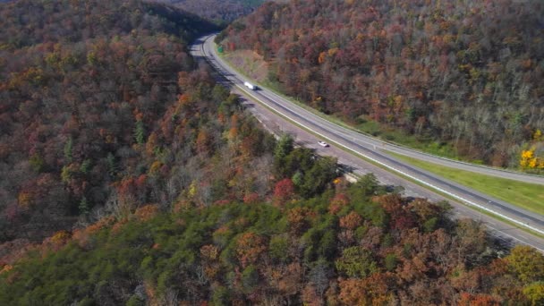 Scenic Aerial View Highway Appalachian Pennsylvania Aerial Video Forward Camera — Stock Video