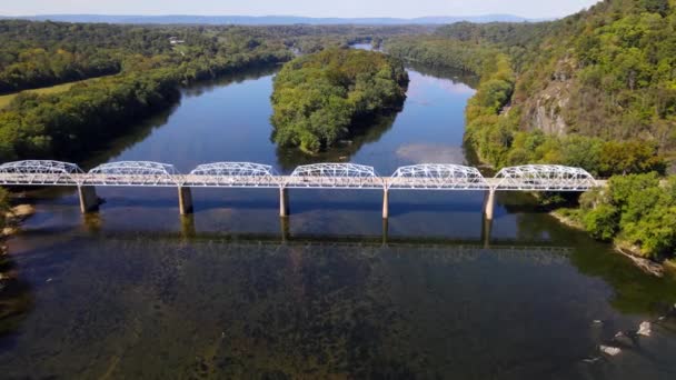 Pont Sur Rivière Potomac Reliant Virginie Maryland Vue Aérienne Nature — Video