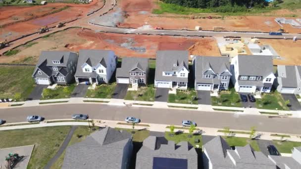 Drone View Construction Site Foundations Houses Finished Structures Low Rise — Stock Video