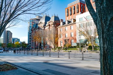 Washington DC 'nin sonbahar şehri. Geniş sokaklar, yüksek binalar..