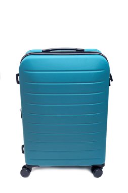 Modern Trolley Bavulu beyaz arkaplanda izole edildi.