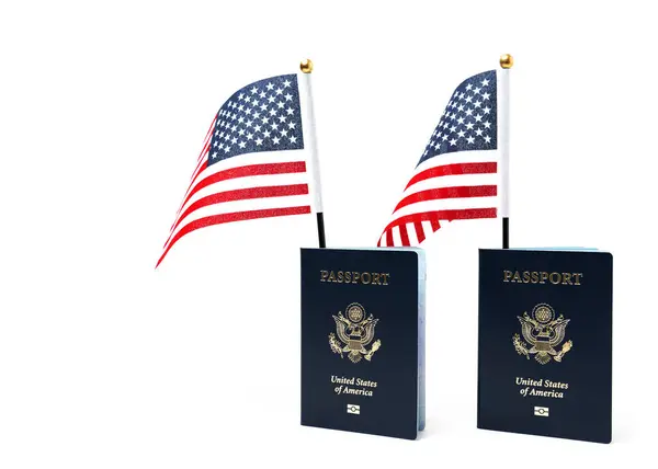 Passeport Drapeau Américain Sur Fond Blanc Photos De Stock Libres De Droits