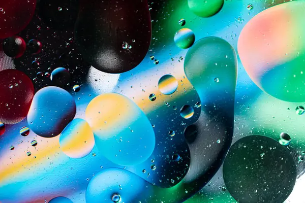 Colorful Abstraction Oil Bubbles Water View Macro Photography — Stock Photo, Image