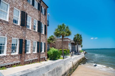 Güneşli bir günde Güney Carolina 'daki Charleston Limanı manzarası.