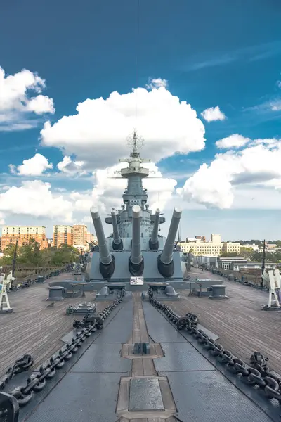 stock image Cannons on the USS North Carolina Open Air Museum Ship