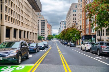 Washington DC şehir merkezinin şehir mimarisi ve yolları. 