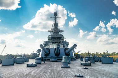 Cannons on the USS North Carolina Open Air Museum Ship clipart