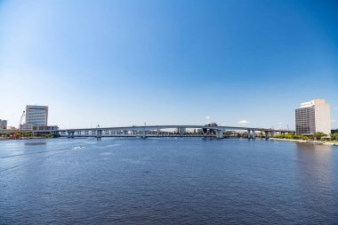 road bridge and railroad over the river in the city of Jacksonville, Florida, USA, clipart