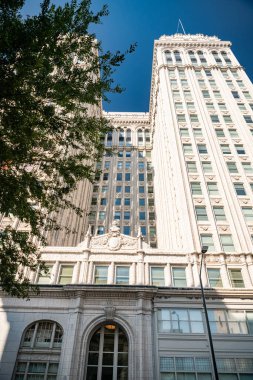  Charlotte, Kuzey Carolina 'nın iş ve bankacılık merkezleri Charlotte, Kuzey Carolina' nın siluetine karşı yükseliyor..