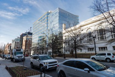 Washington 'daki Microsoft Yenilik ve Politika Merkezi' nin modern ön cephesi..