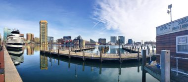 Baltimore, Maryland 'in panoramik manzarası, ABD şehir merkezi manzarası.