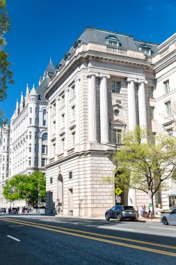 Waldorf Astoria Oteli cephesi. Trump Organizasyonu 'nun yüksek binası..