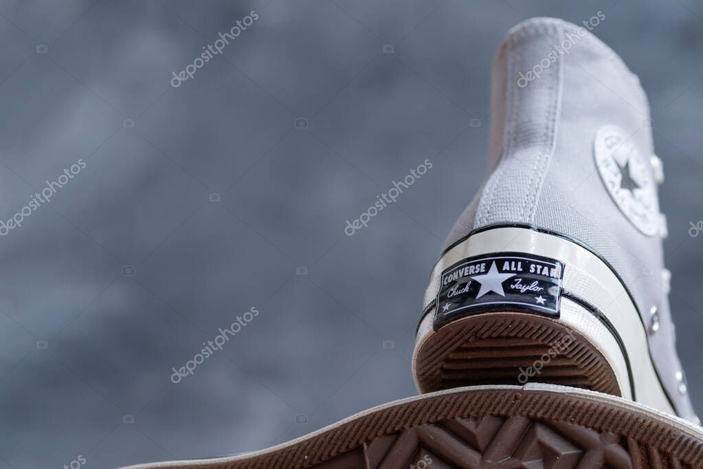 Classic Converse Sneakers. Iconic Casual Footwear. Laid-back fashion with a retro attitude. Space for text.