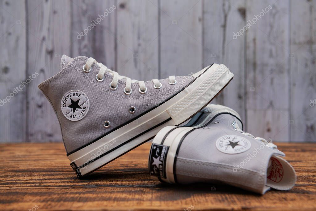 Vintage-Inspired High Tops Converse.  Minimalist gray sneakers styled for everyday cool