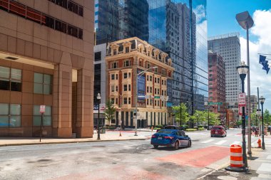 Tarihi ve modern binalarla Baltimore 'un merkezinin turistik manzarası