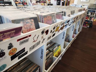 Müzik Dükkanındaki Organize Depo Kutularında Vinil Kayıt Koleksiyonu