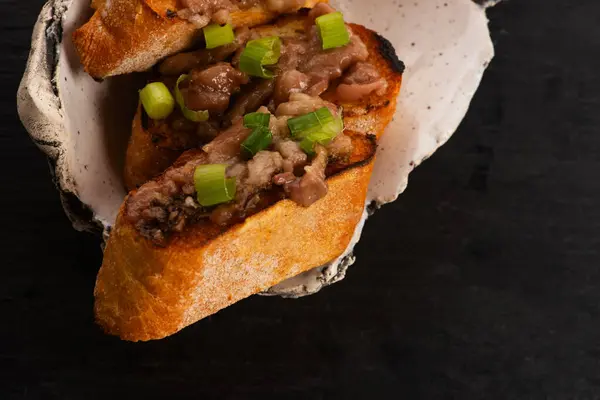 stock image Homemade Roasted Beef Bone Marrow with toast